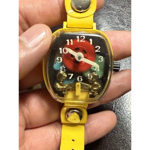 Vintage Working Childrens Animated Mechanical Wind-Up SEE-SAW Watch Merry (read)